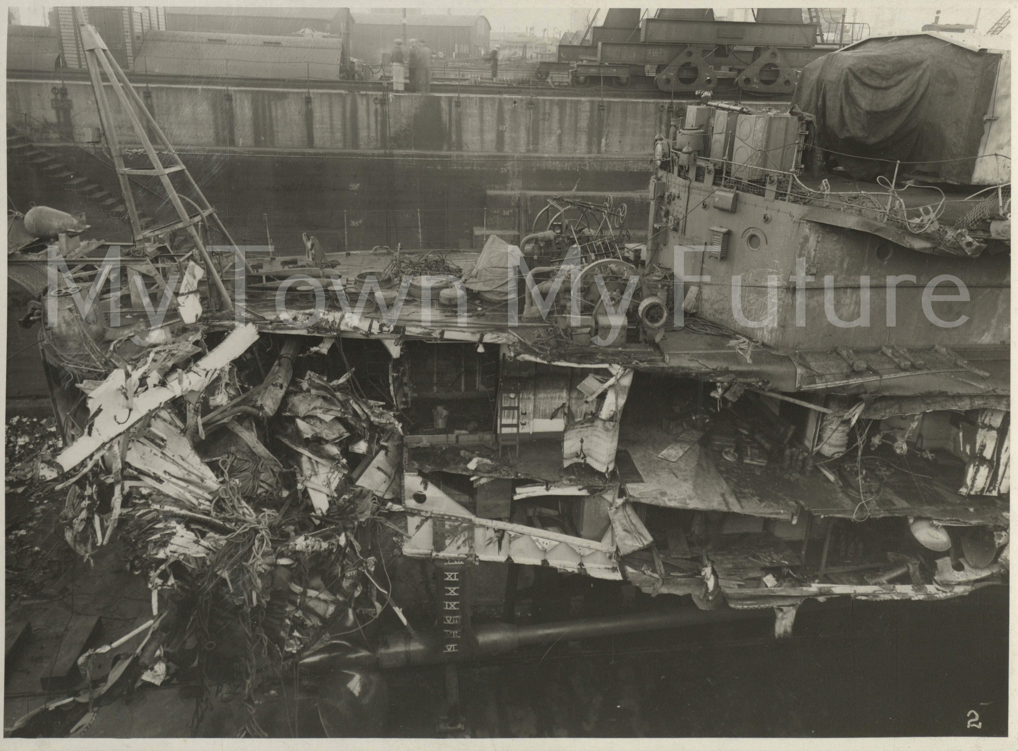 Smith's Dock Ships - HMS Javelin - WWII repair collision damage